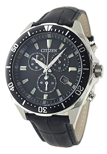 シチズン エコドライブ クロノグラフ CITIZEN ソーラー クロノ 回転ベゼル 本革ベルト 替えベルト付き ブラック ベース 国内品番 VO10-6771F BK [並行輸入品]